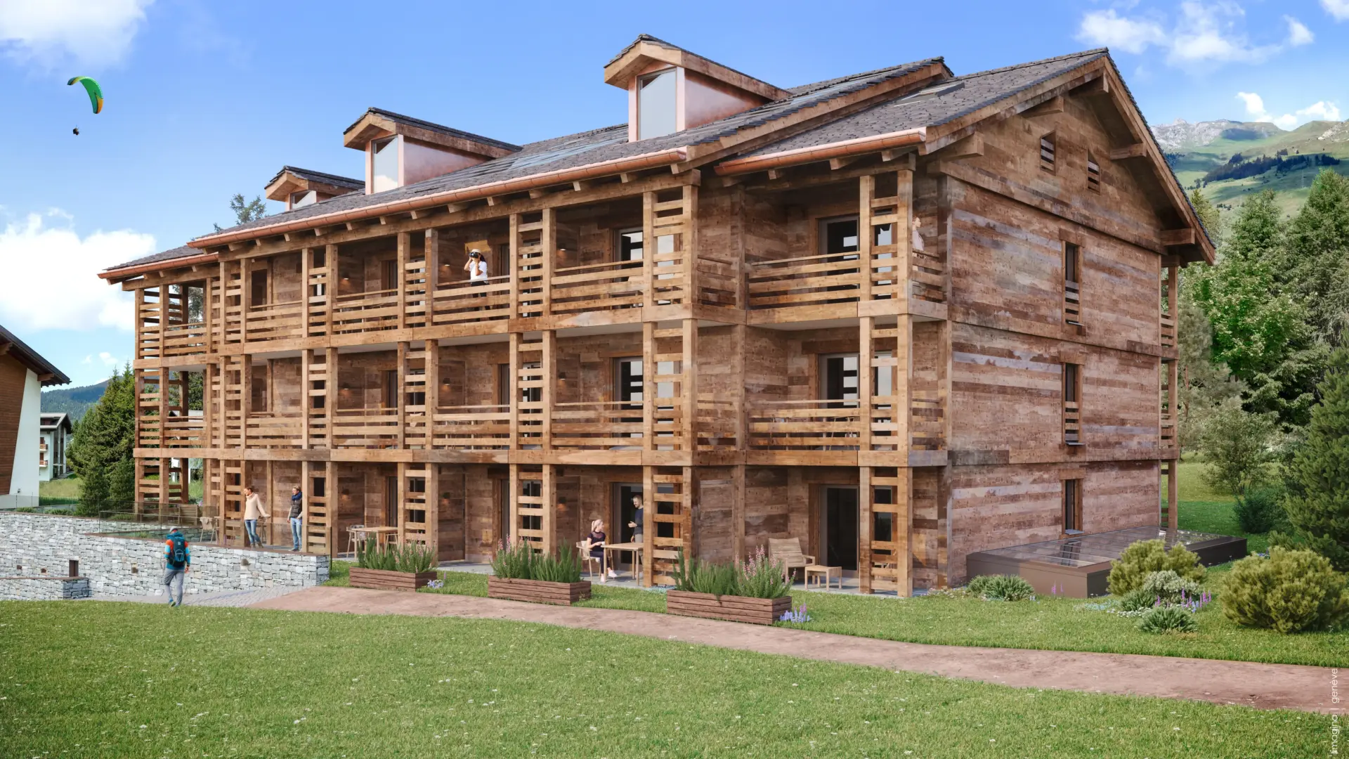 Appart-hôtel à Verbier – façade principale – Norwood