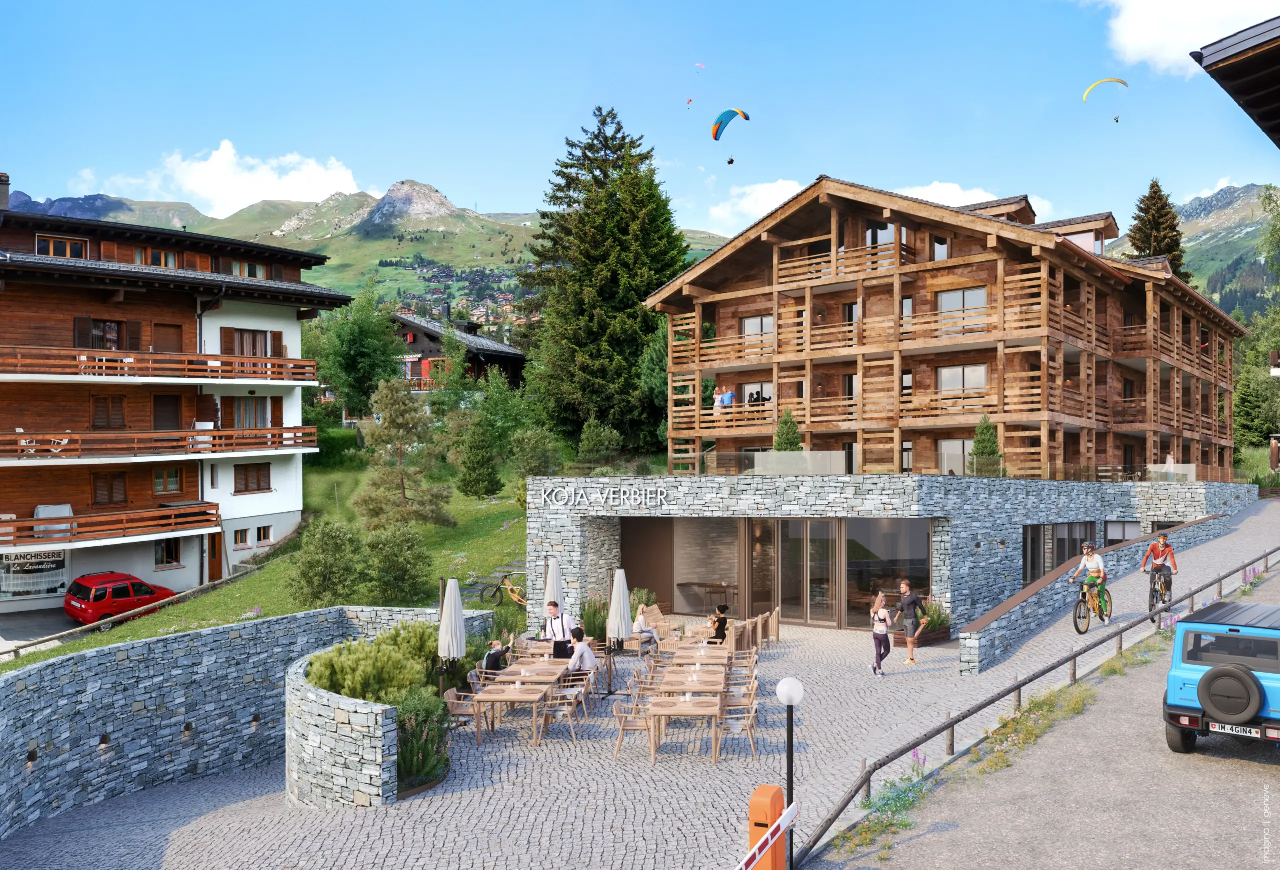Appart-hôtel à Verbier – façade principale – Norwood